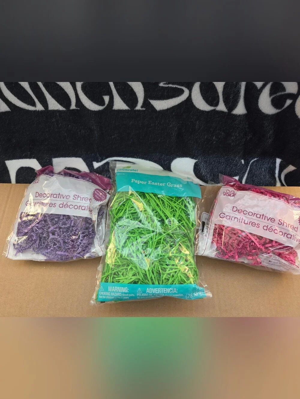 (3) bags of Easter grass and decorative shredded paper filler, 💜💚💗
